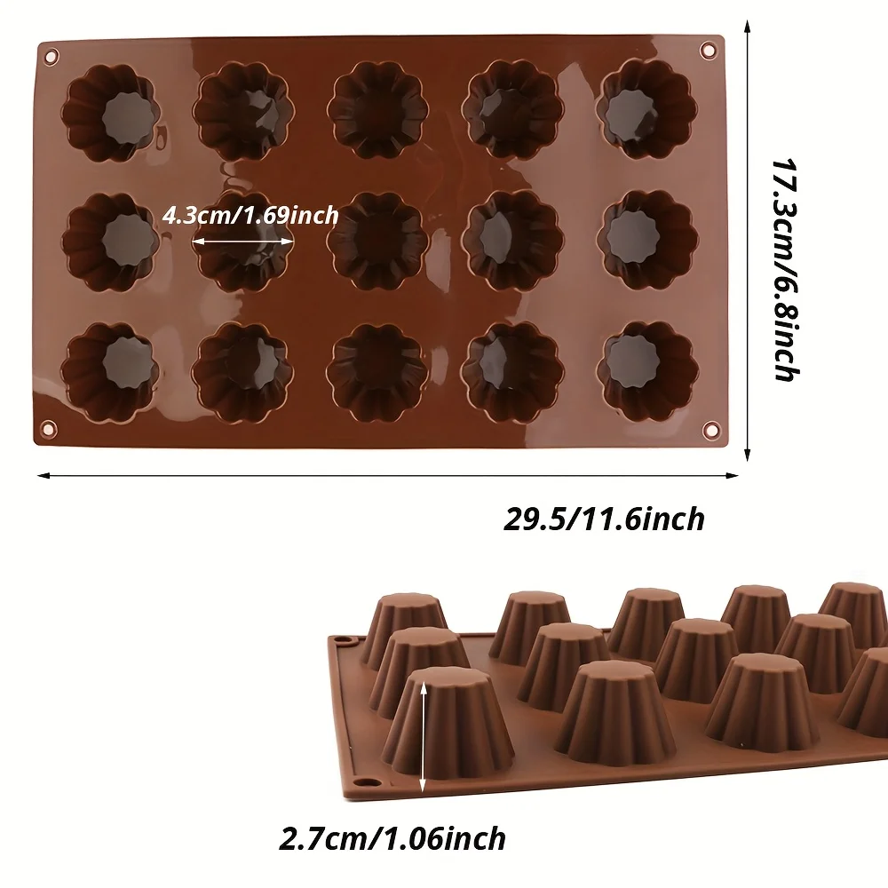 1 X 15-Cavity Silicone Cake Mold, Small Size, Suitable for Making Chocolate Mini Cakes, Fruit Puddings, Etc - view 2