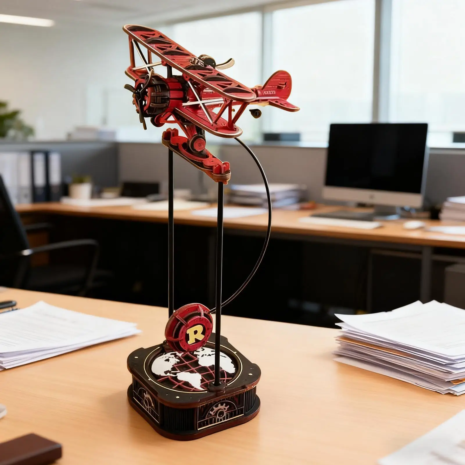 3D Wooden Puzzles Wooden Educational Interactive Aircraft Fisherman Puzzle Swing Model Kit For Kids Living Room Study Desktop