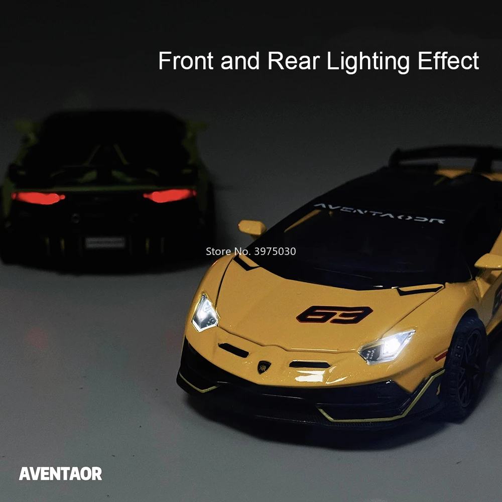 1:32 lambor svj63 carros brinquedos modelos liga fundição roda absorção de choque puxar para trás veículos em miniatura brinquedo para item colecionável