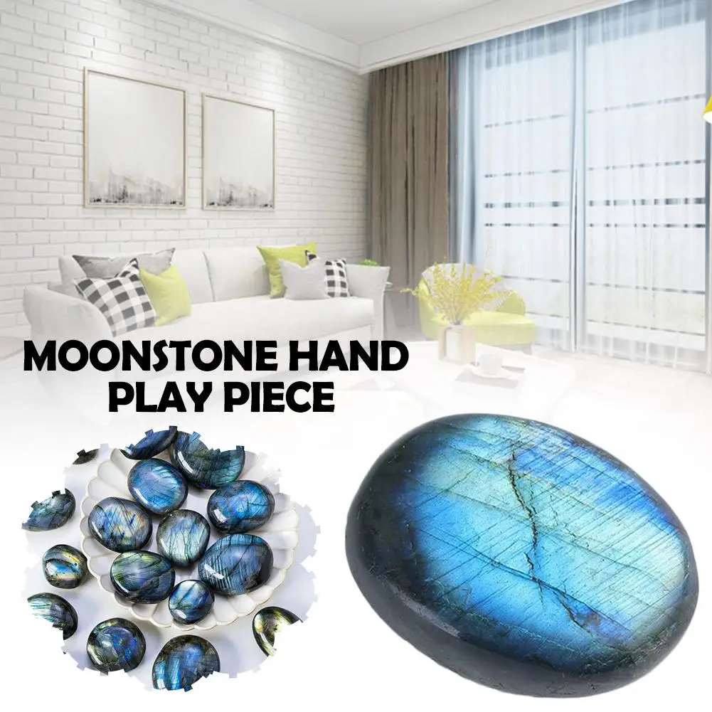 Natural Crystal Stone Labradorite Hand Play Piece Blue Decorative Stone Mark Stone Yoga Yoga Mine Ornaments Moonstone G7P8