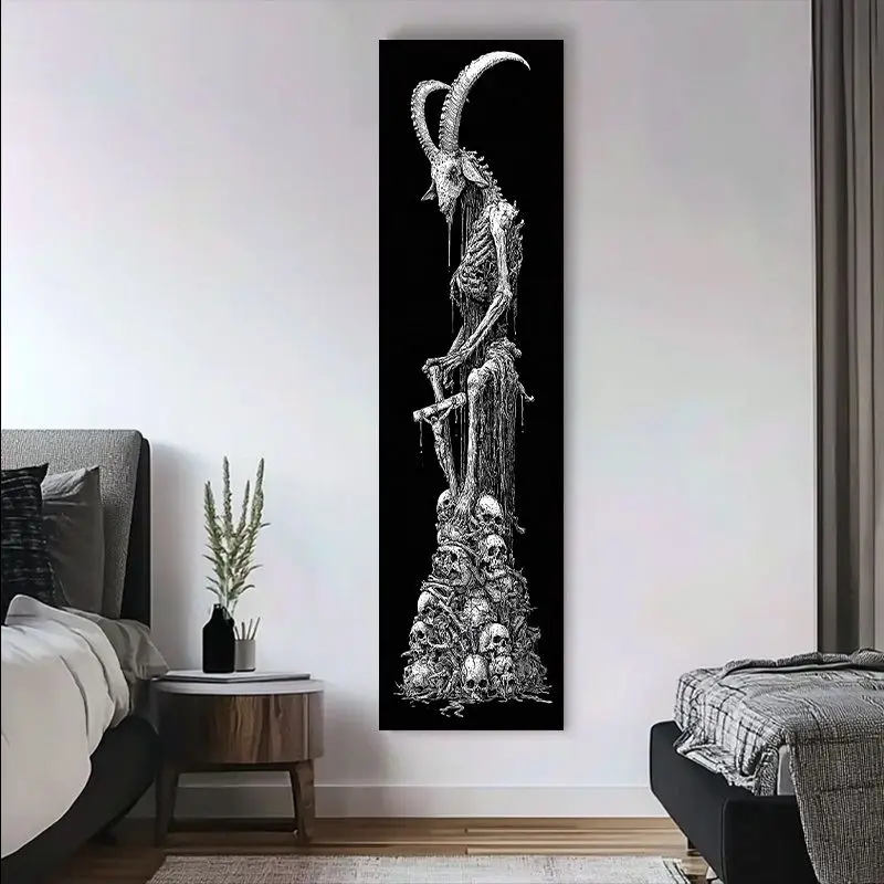 Long Vertical Version Sheep Head Skull Tapestry Hanging Cloth Living Room Apartment Background Wall Decoration Room Decoration