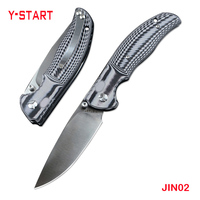 Y-START JIN02 Pocket Survival Utility Knife D2 Satin Blade G10 Handle Hunting Folding Outdoor EDC Tool