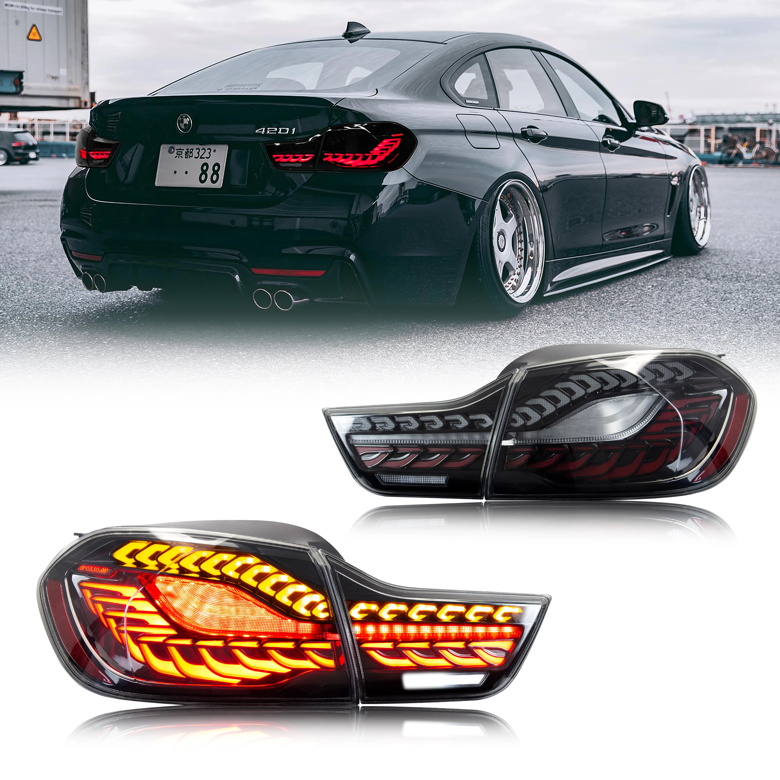 LED Tail Lights For BMW M4 GTS F32 F33 F82 F36 F83 2014-2020 Sequential Start Up Animation CS Style Rear Lamps