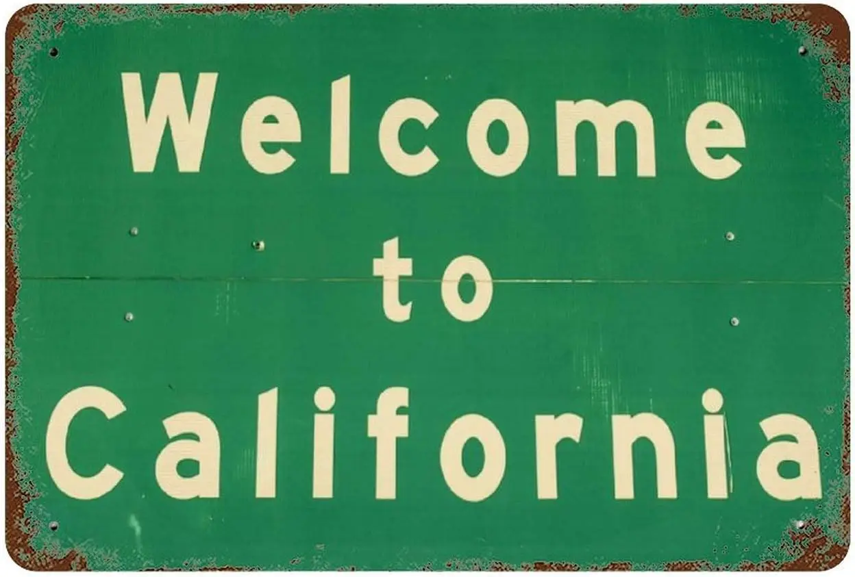 Retro Nostalgic Welcome to California Metal Tin Sign Home Cofe Bar Wall Decoration Signs Decor (Ⅹ)