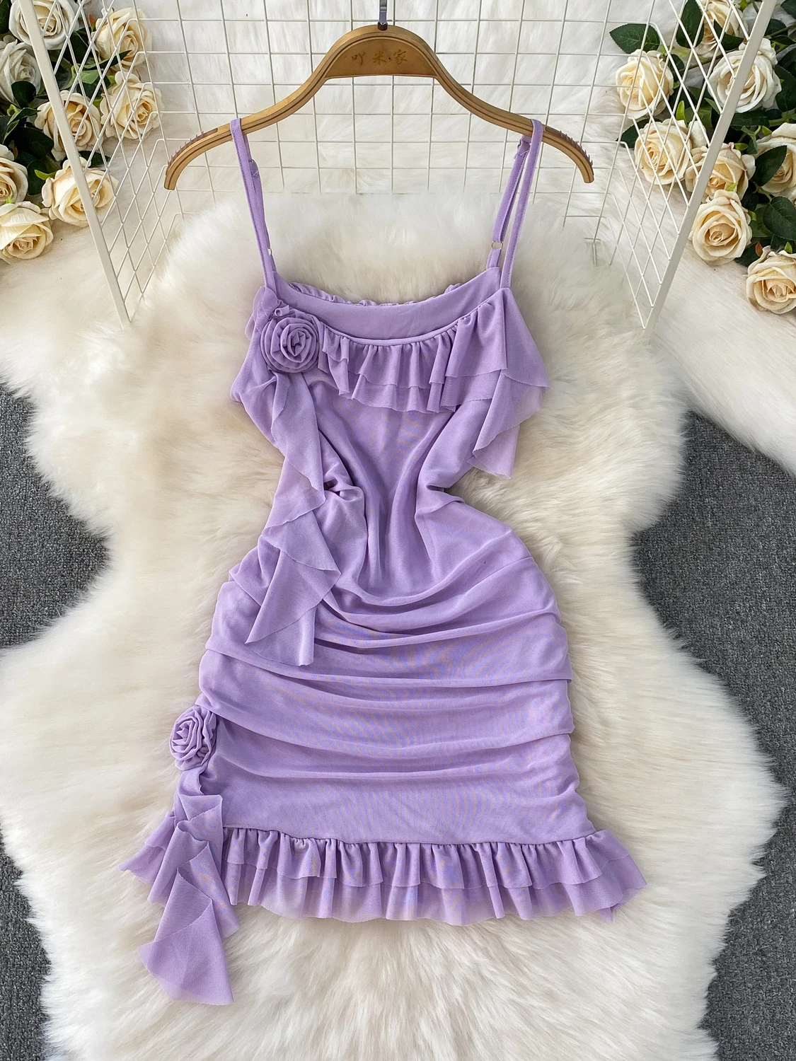 Pure Desire – t-shirt à fleurs dimensionnelles pour femmes, Design Sexy, Strapl Dr, taille plissée, amincissante, jupe ort en dentelle, été