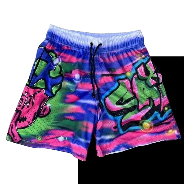 

Уличные баскетбольные шорты с рисунком из мультфильма, дышащие баскетбольные мужские шорты, свободные тренировочные шорты для фитнеса, тренажерного зала, модные быстросохнущие шорты