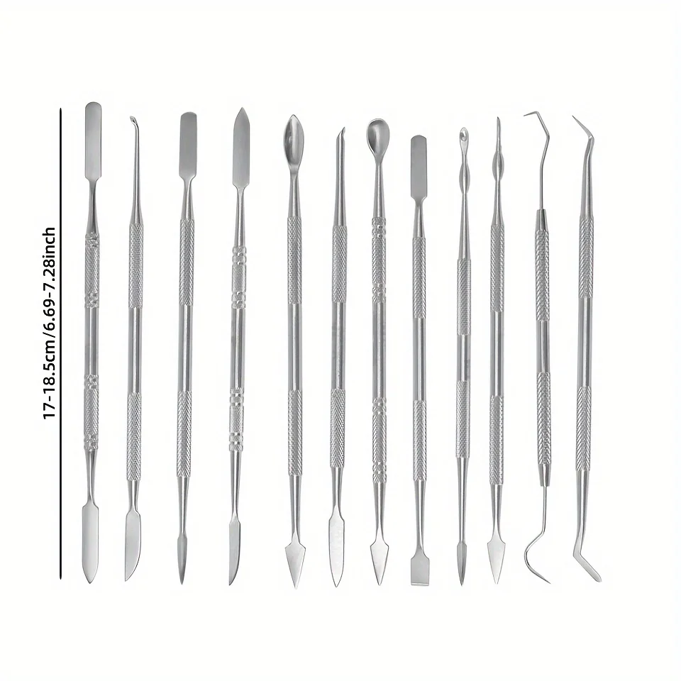 12pcs Stainless Steel Wax Carving Kit Dual-Ended Sculpting Tools for Wax Clay & Polymer Modeling Professional Art Craft Set