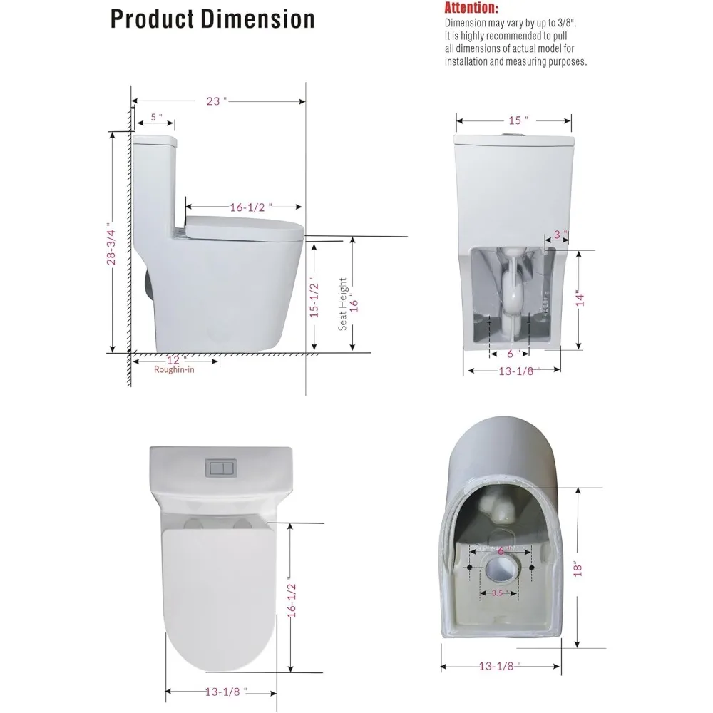 Compact Round One Piece Toilet, 23