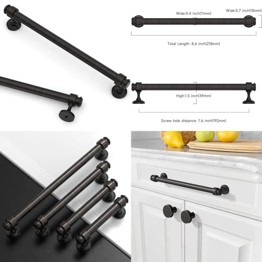 

Oil Rubbed Bronze Cabinet Pulls 10 Pack, 7.5 Inch Kitchen Cupboard Handles, Hardware for Cabinet Doors