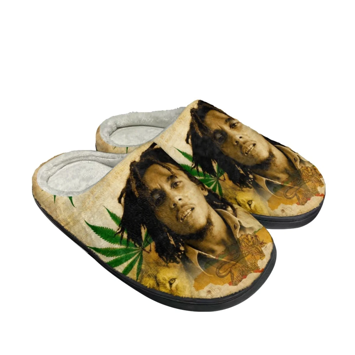 INSTANTARTS 2023 Household Slides Bob Marley Design Cotton Slippers Adult Indoor Outodor Soft-soled Flats Casual Loafers 2023