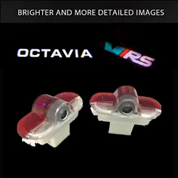 2PCS Car Door LED Welcome Light Ghost Shadow Projector Lamp Auto Accessories For VRS Logo Octavia A5 2006 2007 2008-2013
