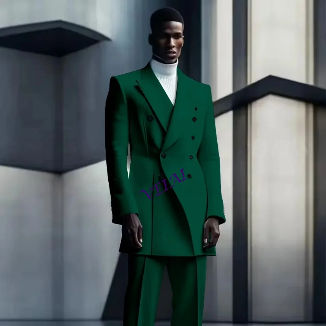 

Модные дизайнерские костюмы для мужчин: двубортный длинный пиджак и брюки, 2 предмета, свадебный смокинг для жениха, пиджак для вечеринок и выпускных, мужской костюм на заказ