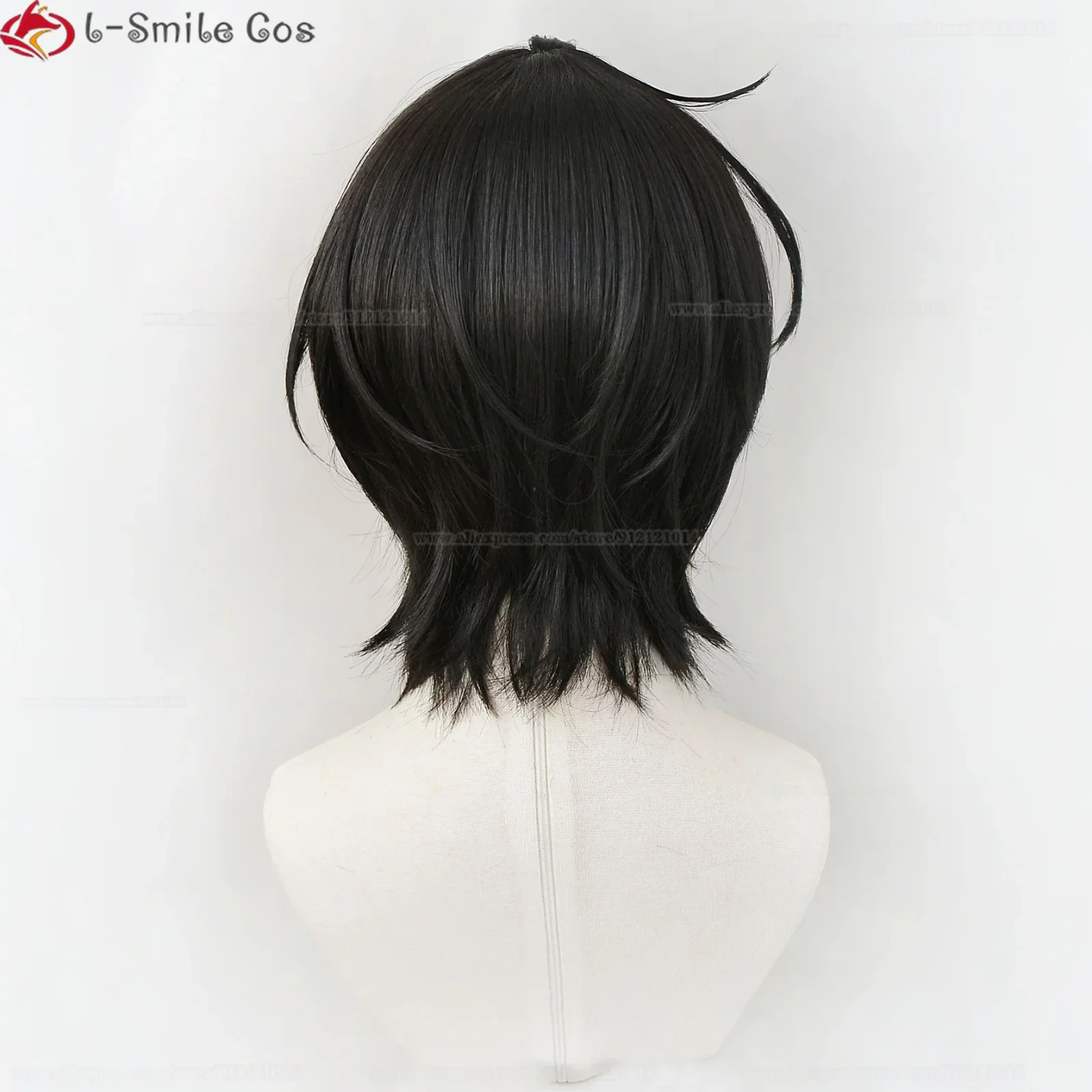 Game Sakuma Ritsu Cosplay Wig ES Sakuma Ritsu Wig Short Black Heat Resistant Hair Sakuma Rei Party Wigs + Wig Cap