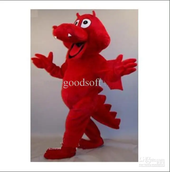 Disfraz de Mascota de dibujos animados de dinosaurio rojo de espuma para adultos, Vestido de felpa de Navidad, disfraz de Mascota de Halloween, gran oferta, nuevo