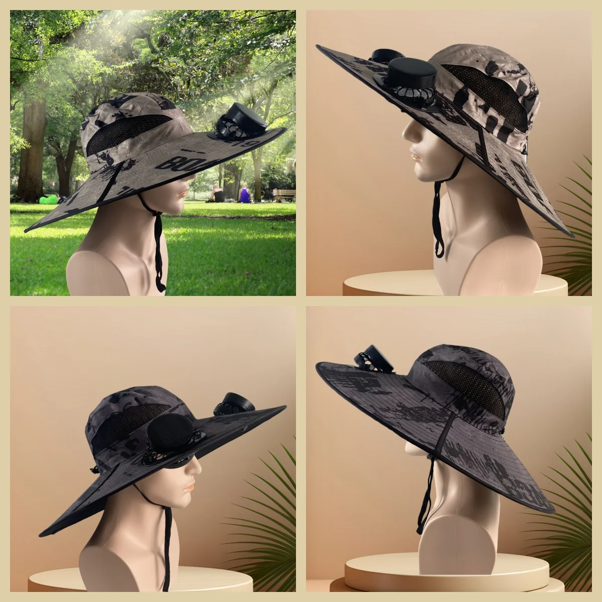

Summer solar fan fishing hat, breathable and cool, suitable for both men and women, sun shading, travel and sports fishing hat
