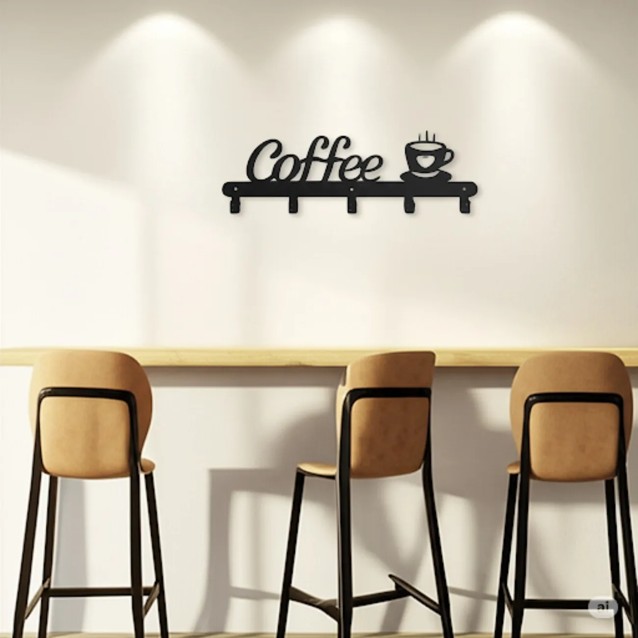 耐久性のある鉄製多目的ハンガー、カップ、鍵用、キッチンと玄関用のインダストリアルシックオーガナイザー、省スペースな家の装飾