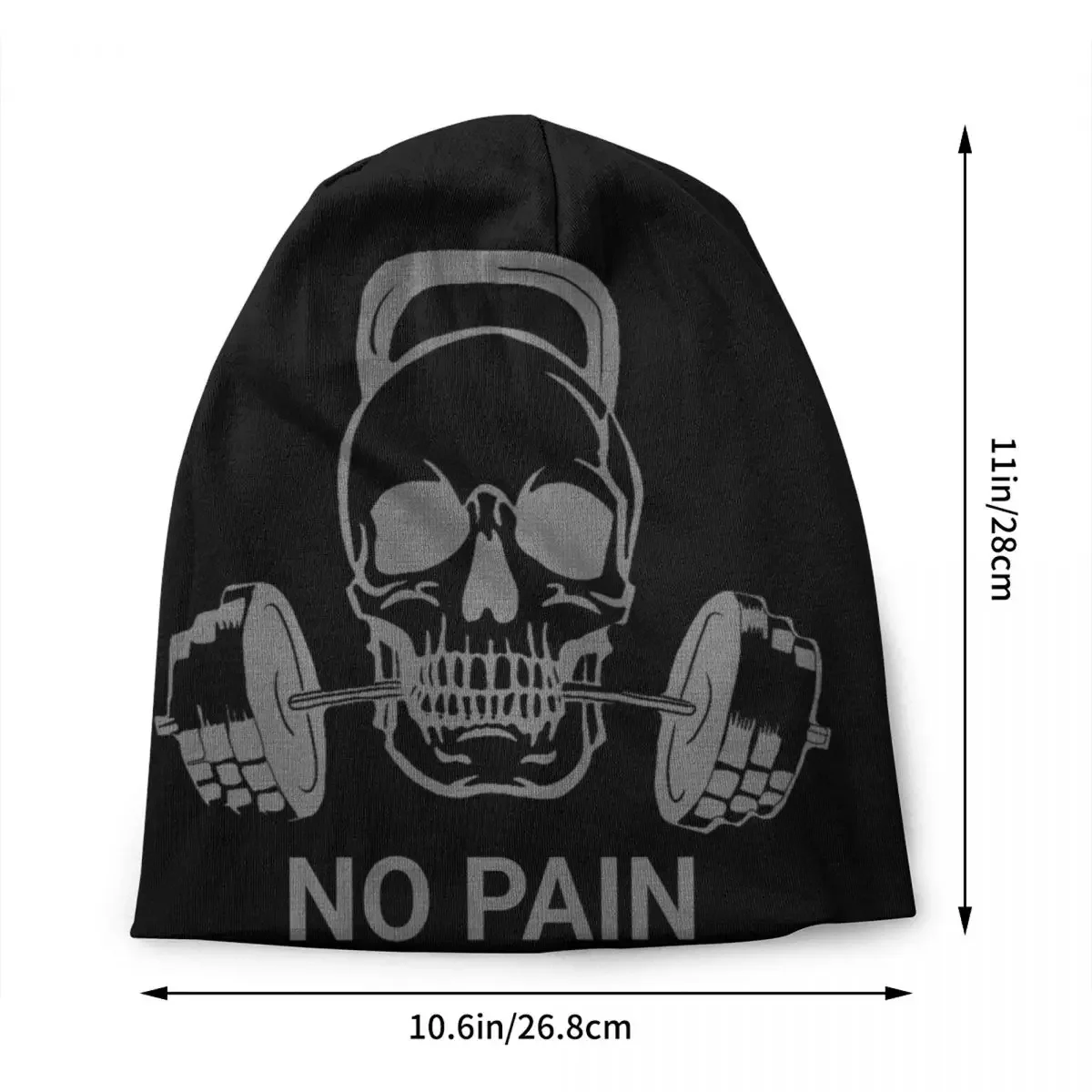 Workout No Pain  Gain Beanie Cap Unisex Winter Warm Bonnet Femme Knitted Hats Street Outdoor Gym Quote Skullies Beanies Caps