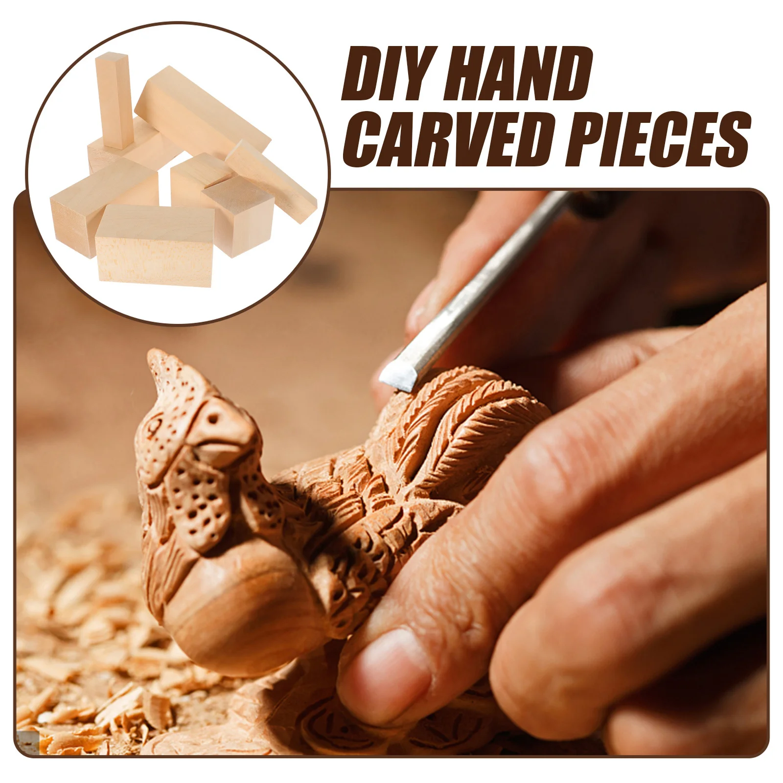 

8pcs Unfinished Wooden Carving Blocks Diy Whittling Wood For Craft Projects Rectangular Blank Wood Block Handicraft Sewing Tools