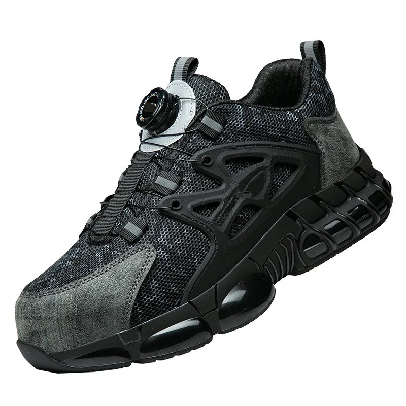 オールシーズン対応-スチールトゥ-セーフティワークシューズ-ラバーソール-耐衝撃-耐穿刺-耐熱-通気性フットウェア