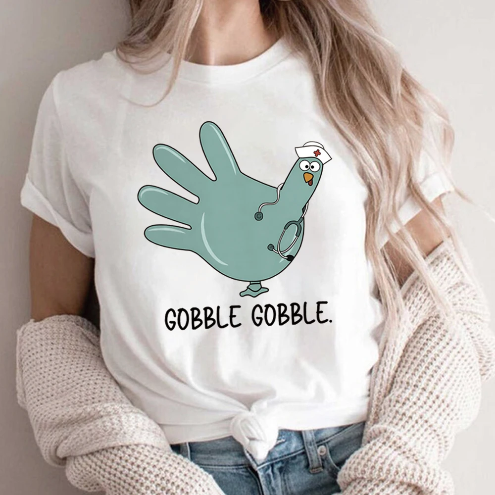 Funny Turkey Glove Nurse Thanksgiving T-shirt Nursing Assistant Shirt Nurse Turkey Day Shirts Women Short Sleeve Tops Nurse Gift