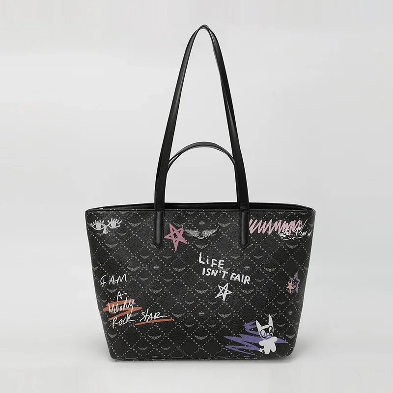 Women's Large Capacity Handheld Shoulder Bag Fashion Commuter Tote Bag Embossed Diamond Wing Bag