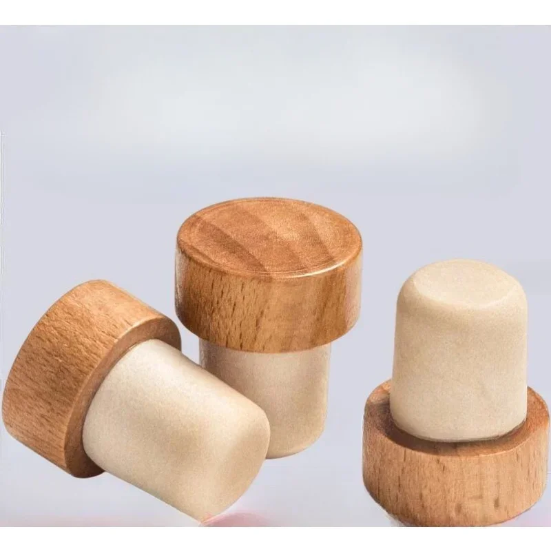 

Red Wine Bottle Stopper T-shaped Reusable Wooden and Rubber Rod for Storing Deteriorated Accessories