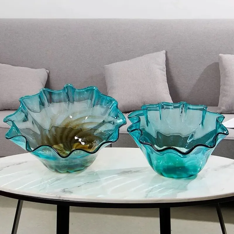 Nordic Style Glazed Ceramic Fruit Plate Modern Minimalist Home Decor Unique Shape Dessert Dish for Living Room Hotel Ornament