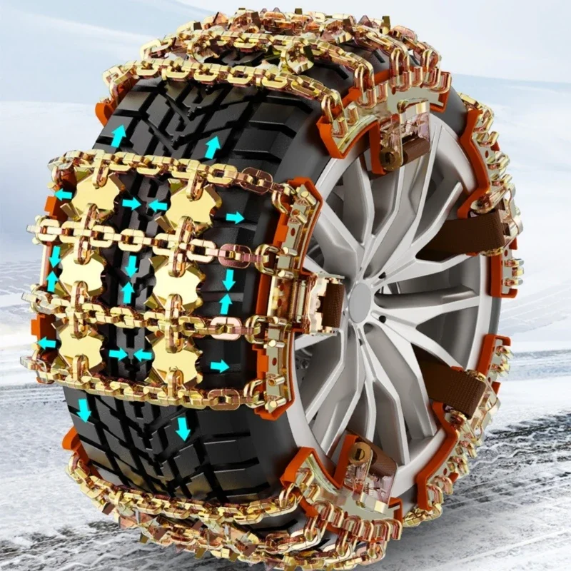 Universal Anti Slip Snow Chains Row Design For 165 285 Tires Enhanced Grip SUV Truck Winter Safety X37F
