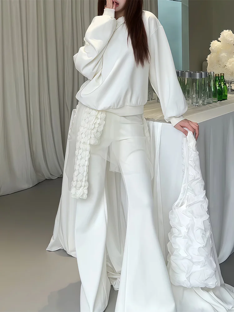 

Korean Sle Casual Spor Faion Set Spring 2026 New ular Women's Wear High Waist Wide Leg Pants ort Sve Sweatirt