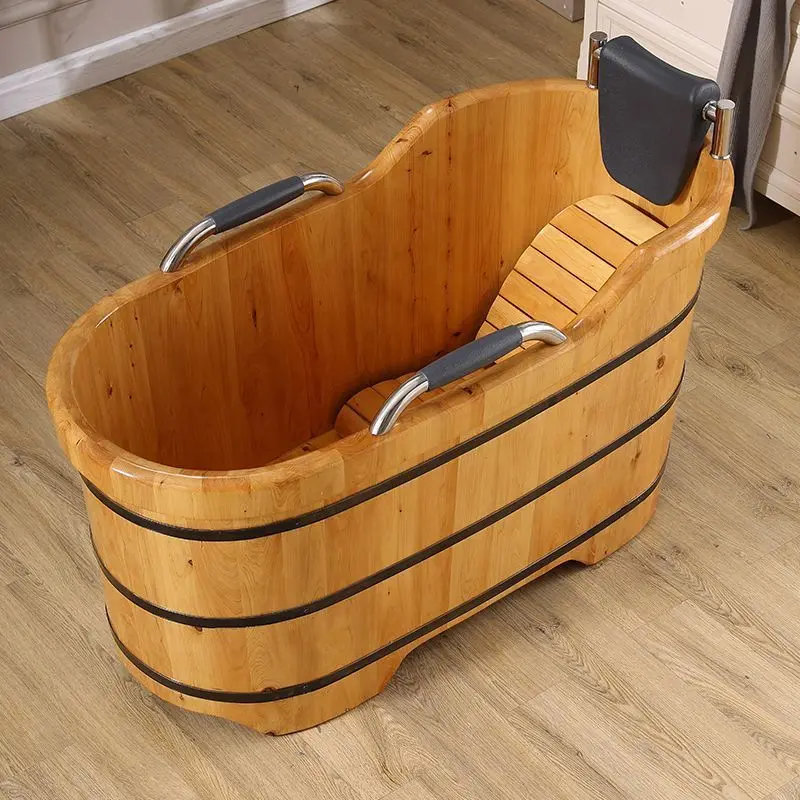 DSA Home Household Bathing Thickened Cypress Bathing Adult Wooden Bucket Bath Solid Wood Bath Full Body Household
