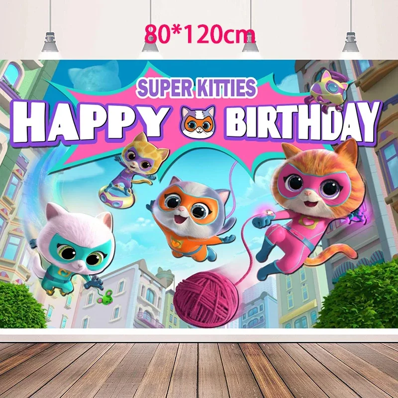 Cartoon Superkitties Geburtstag Party Dekoration Super Kitties Geschirr Ballon Kuchen Topper Party Liefert Baby Dusche