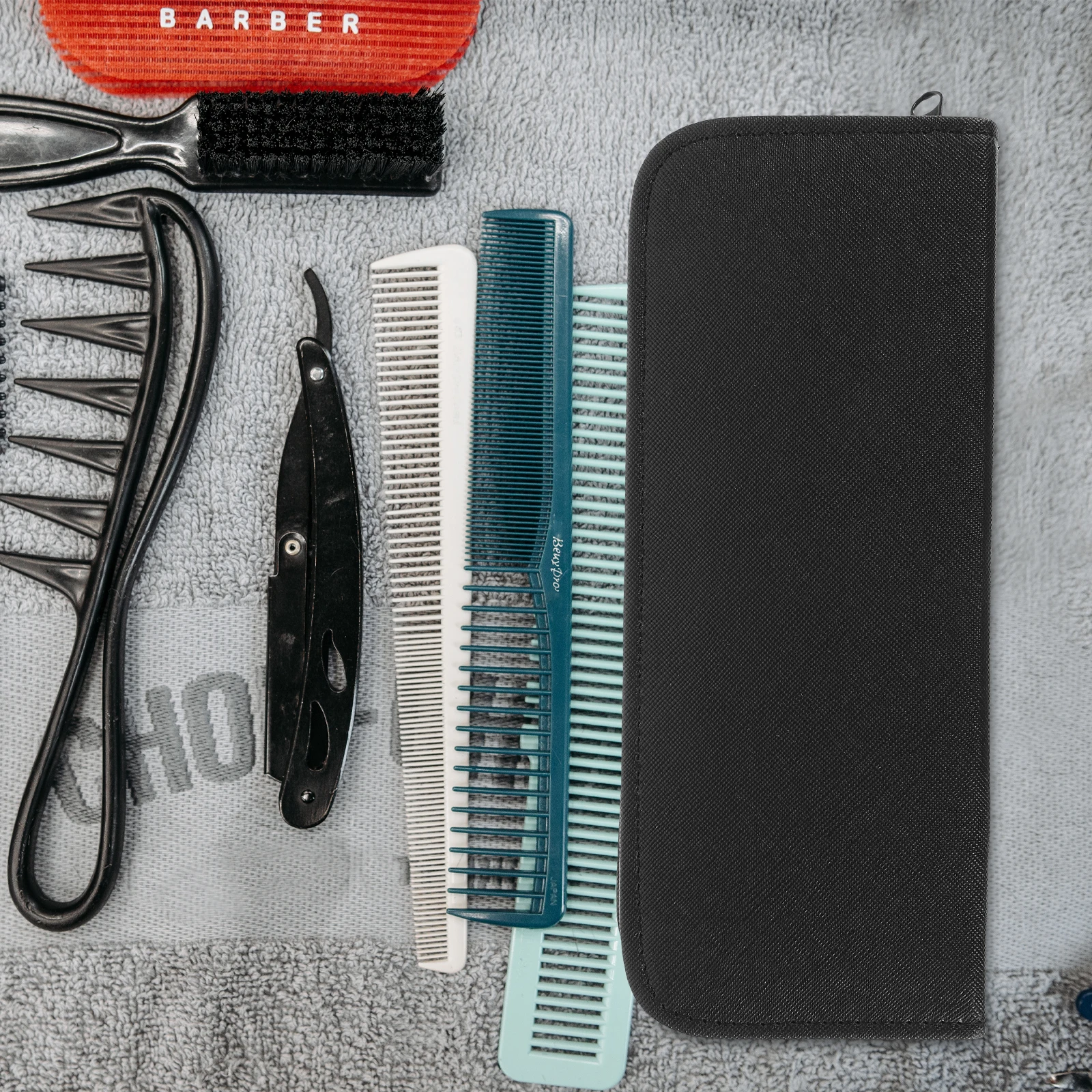 

Hairdressing Scissors Bag for Barber Use Black Canvas PU 21 5x8x2cm Tote Case Pouch Holder Store 3 Scissors Comb Clips