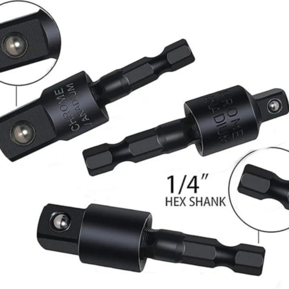 360° Rotatable Electric Power Drill Socket Adapter Set Hex Handle to  1/4