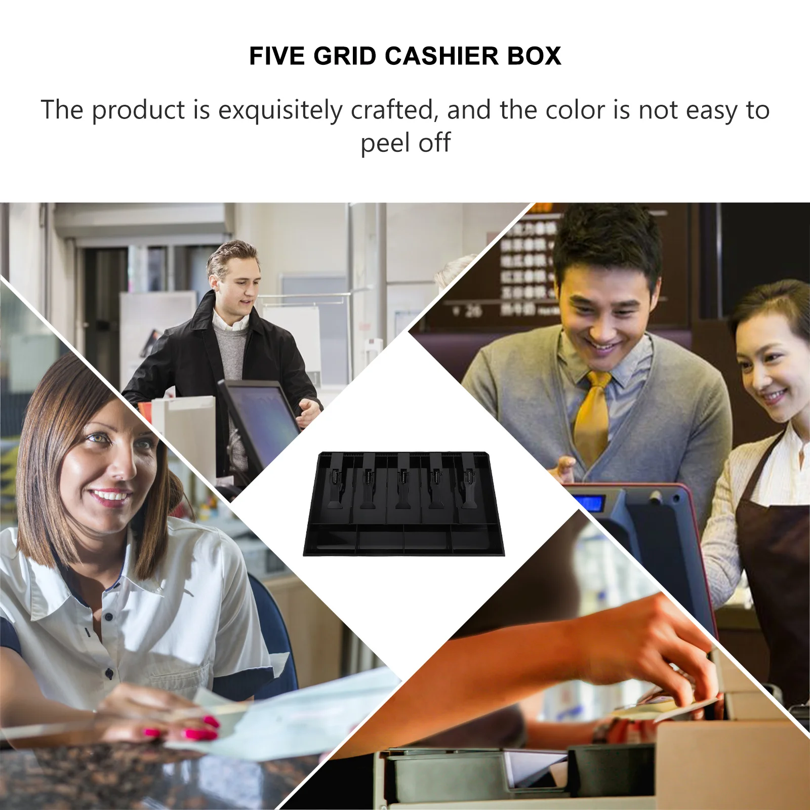 

1Pcs Money Tray Organizer 5 Grids Cashier Box Secure Clip Design Replacement Cash Drawer Tray for Store Office Use