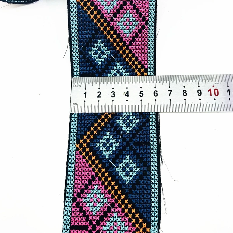 1 Yard Embroidered Ribbon Ethnic Fabric Trim DIY for Decoration Handcraft Apparel Sewing