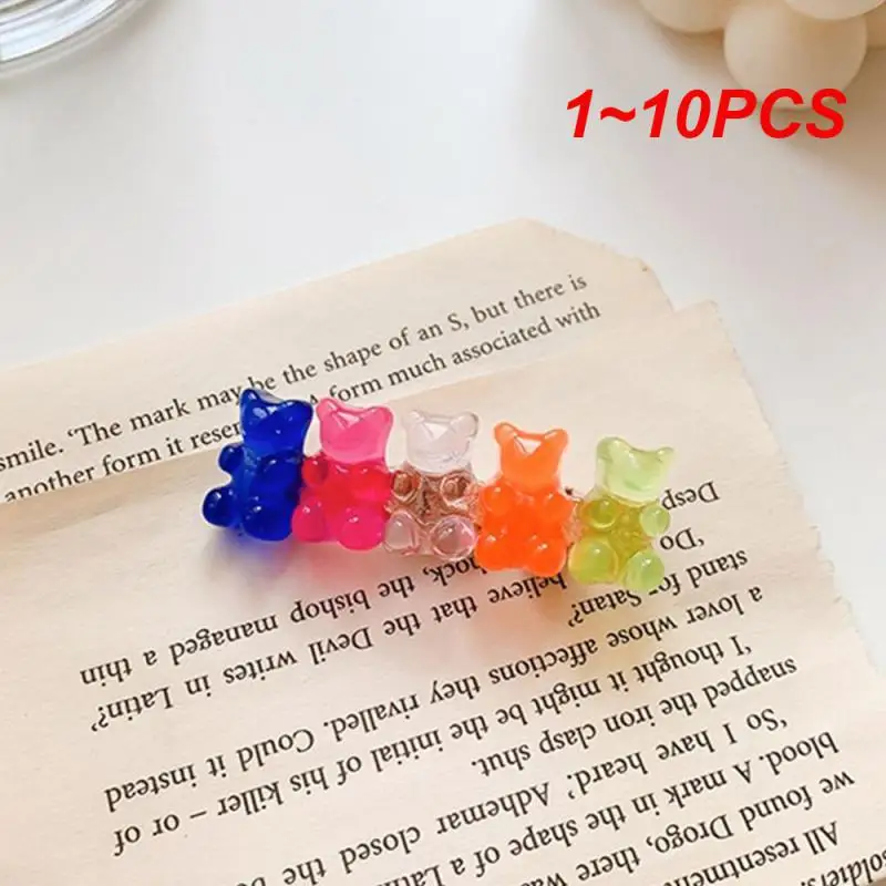 1~10PCS Bears Jelly Candy Mix Color Animal Hair Clips for Women Barrette Hairpin Duckbill Alligator Clip Hair Styling Tool