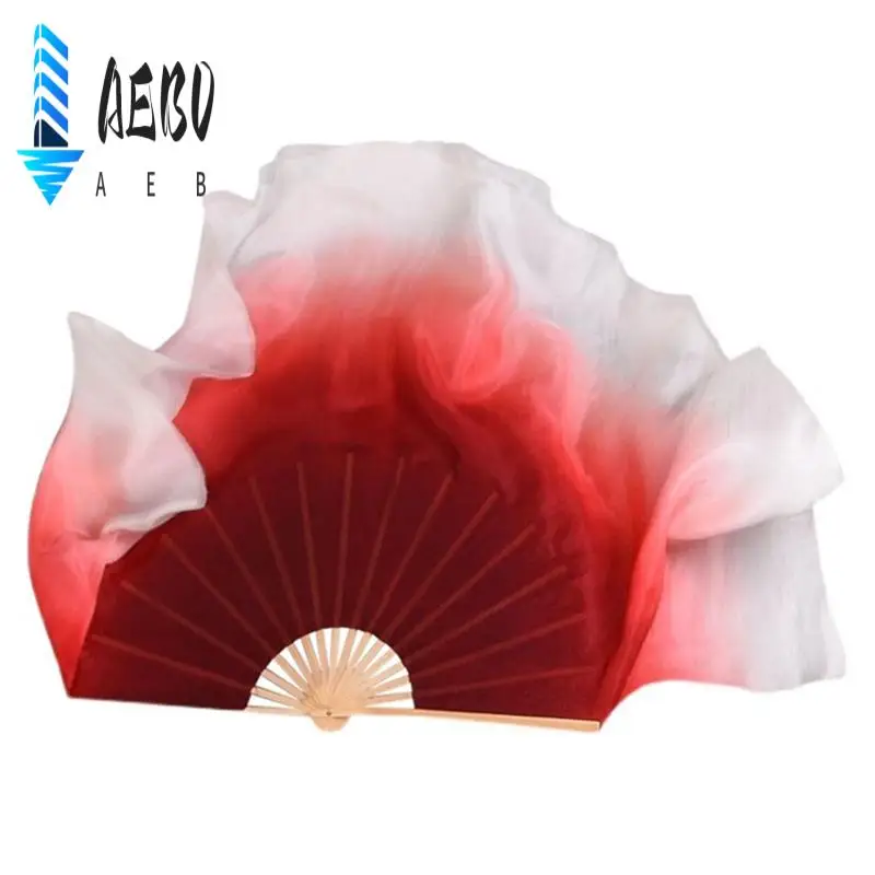 AEB0-حجاب مروحة الرقص الملون المصنوع يدويًا حجاب الرقص الشعبي للنساء زوج واحد من طبقتين حجاب الرقص الحريري الخفيف صبغ اليد (1L + 1R) #1