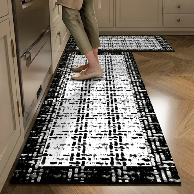

Light Luxury Kitchen Floor Mat Non-slip Waterproof Washable Wipeable PVC Leather Soft Floor Mat Art Balcony Rug Ковер Tapis 러그