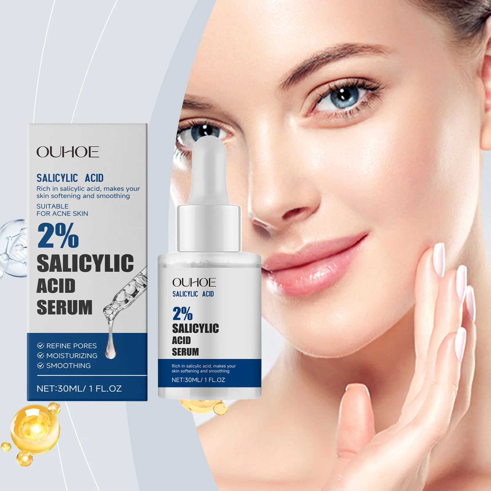 

OUHOE Acne Cleansing Serum Gently Nourish The Facial Skin Tighten and Tender Pores and Remove Acne Serum Smoothness To Skin