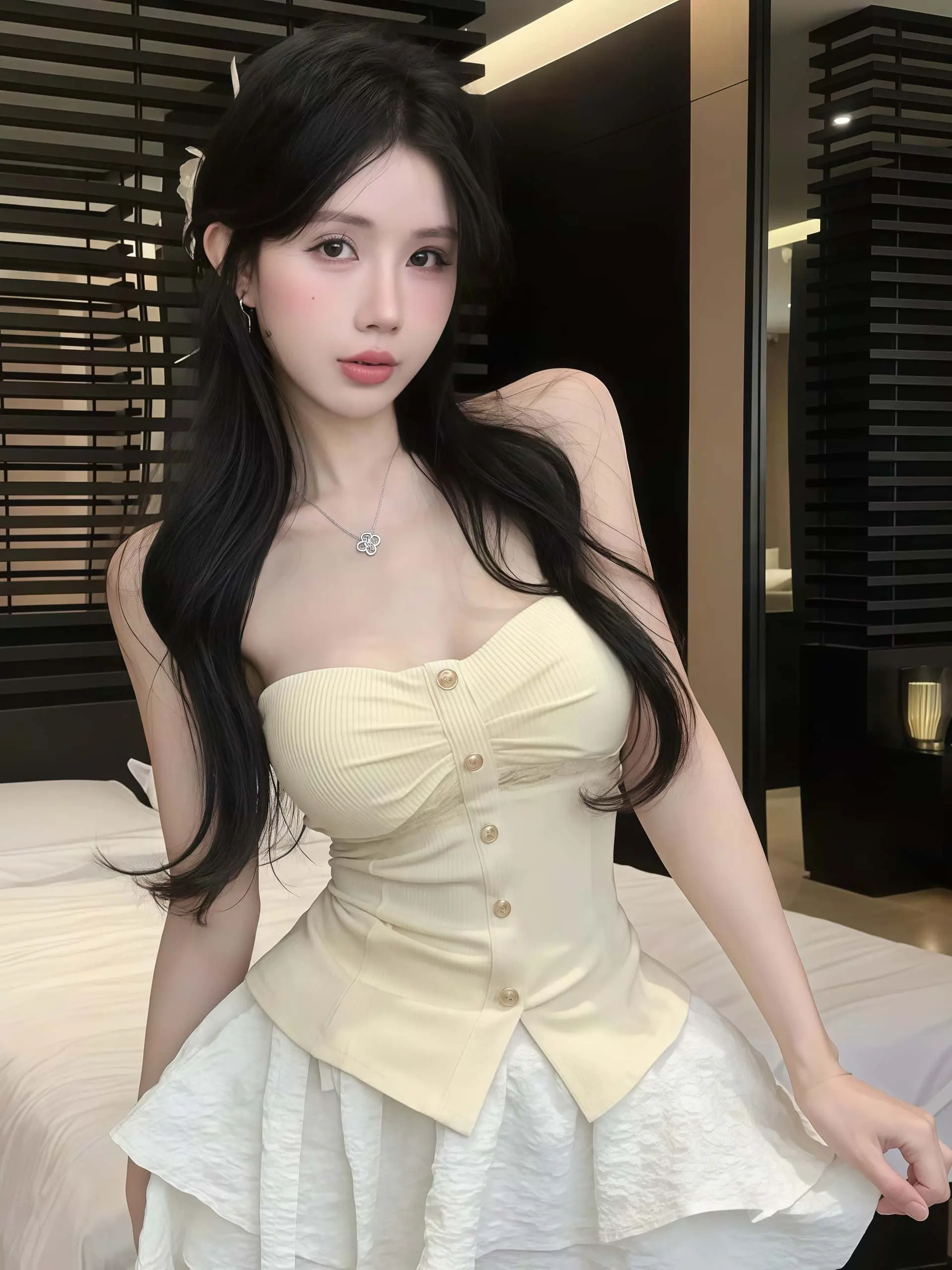 Ladies Lace Buttoned Strapless Vest Summer Anti-Slip Strip Fixed Band Chest Pad Slimming Top Fashion Street Style Short Length