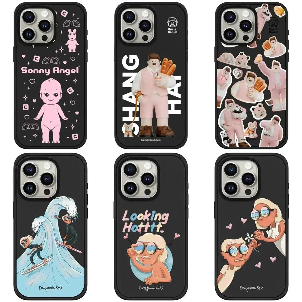 

Cartoon Surf Black Frosted MagSafe Phone Case Cover for iPhone 13 14 15 Pro Max Protective Case