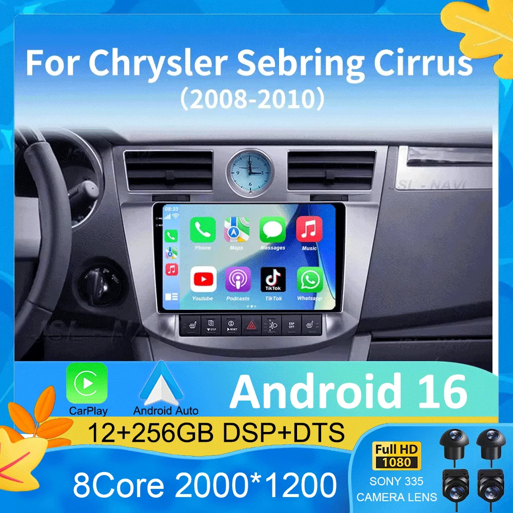 

Android 16 For Chrysler Sebring Cirrus 2008 - 2010 Multimedia Navigation GPS Video Autoradio Player Car Stereo Carplay Monitor