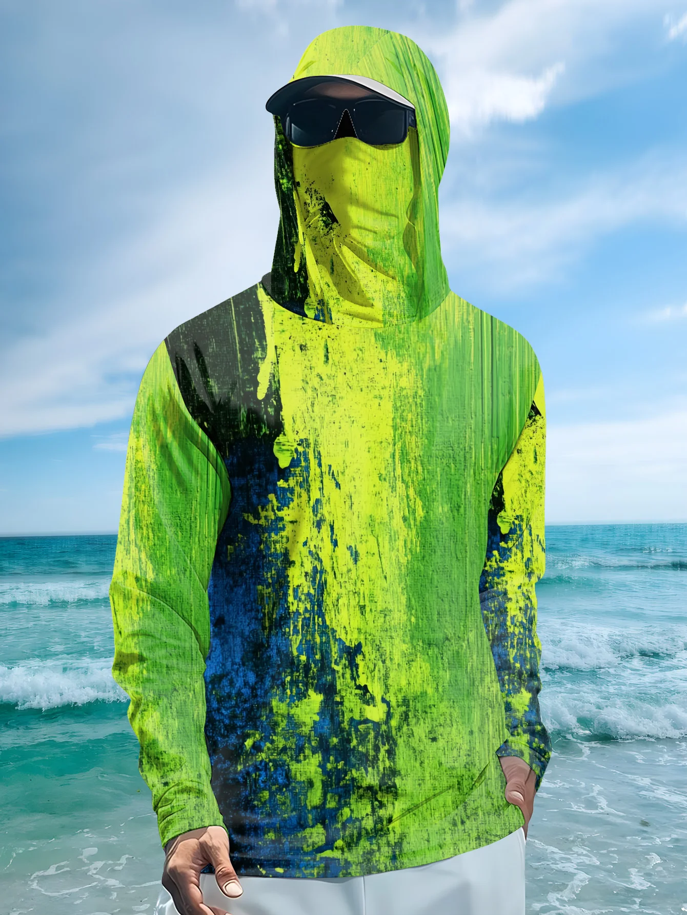 Fishing Hoodie Men Long Sleeve Quick Dry Breathable Clothing UV Protection Outdoor Fishing T-Shirt Fishing Clothes