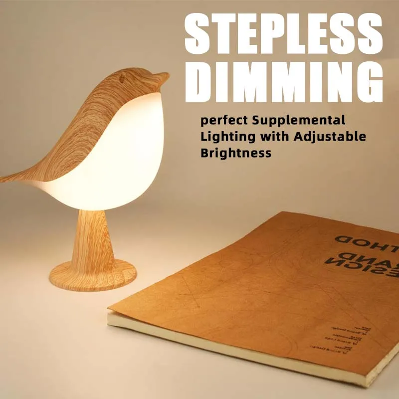 

Small Desk Lamp, Kids Night Light with Rechargeable Battery with 3 Color Temperature and Touch Sensor Bird Light
