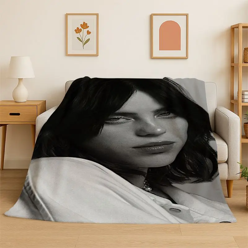 Famous Singer Billie Eilish Star Soft Flannel Throw Blanket,Warm Cozy Blanket for Bed,Couch,Sofa,Bedroom,Living Room,Travel