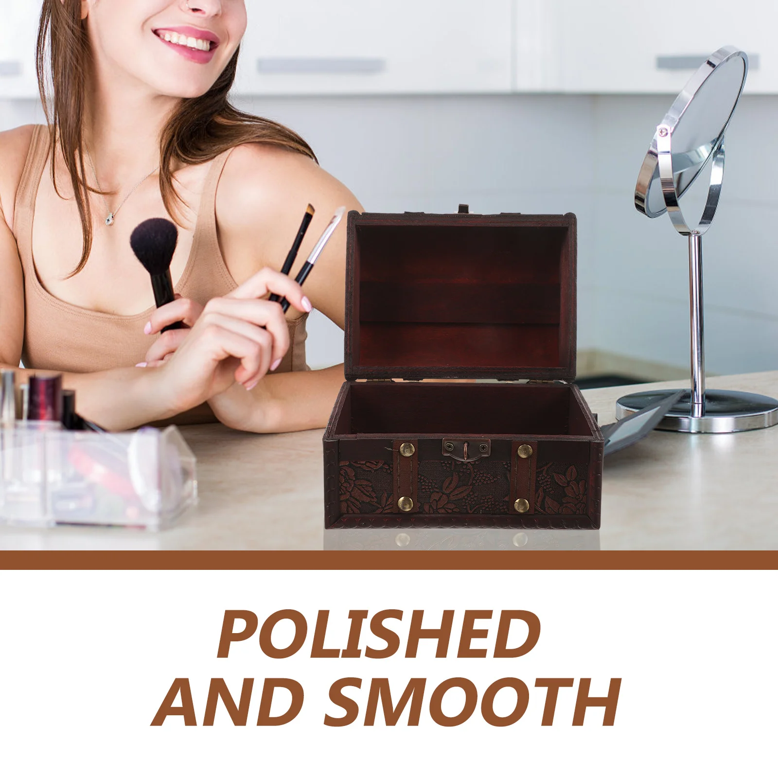 

Wooden Storage Box Vintage Jewelry Organizer Keepsake Container Trinket Box For Craft Collectibles Photo Prop