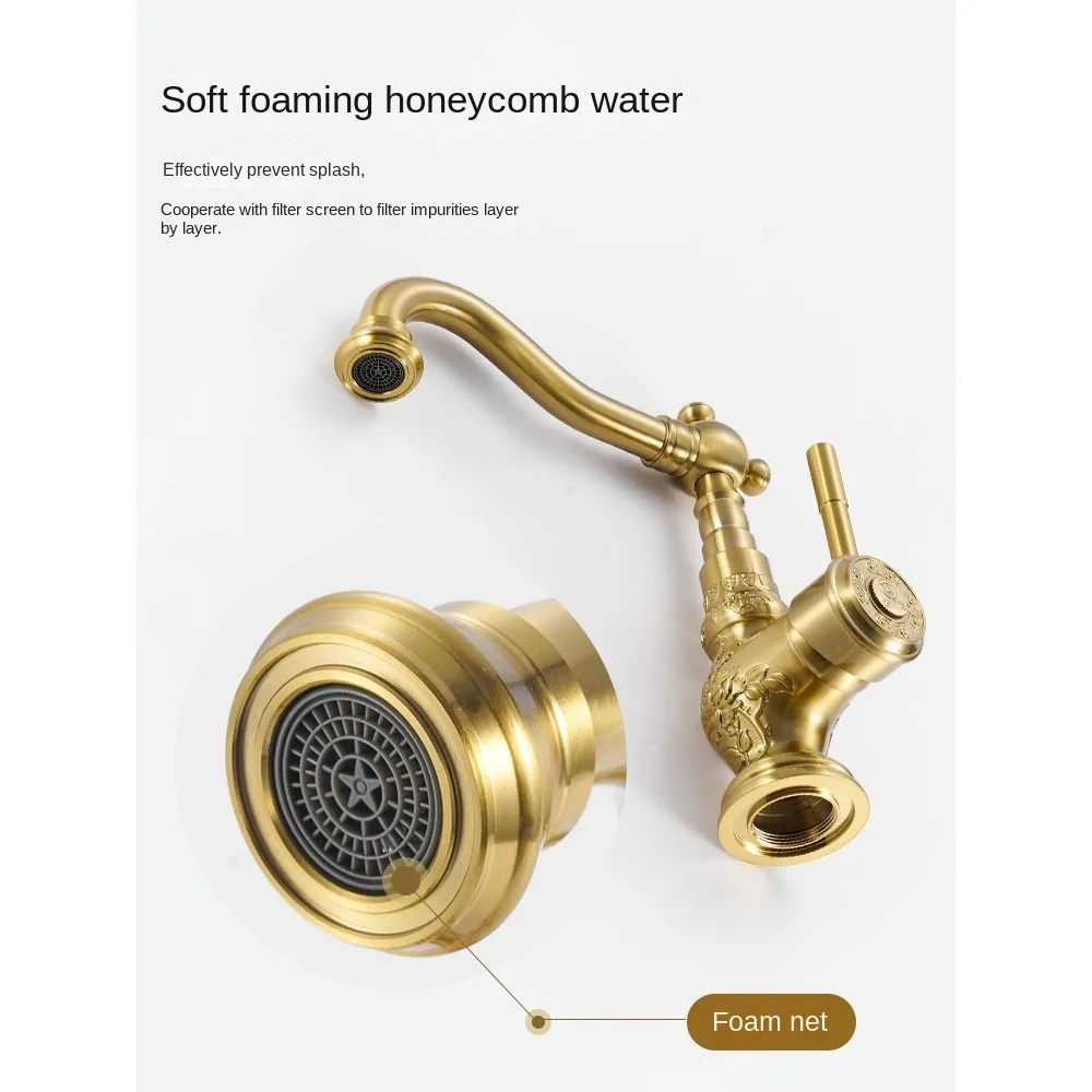 

RP4T Wholesale Gujia Kitchen Faucet Bathroom Wash Basin PVD Gold Copper Cold and Hot Water 2-in-1 Home