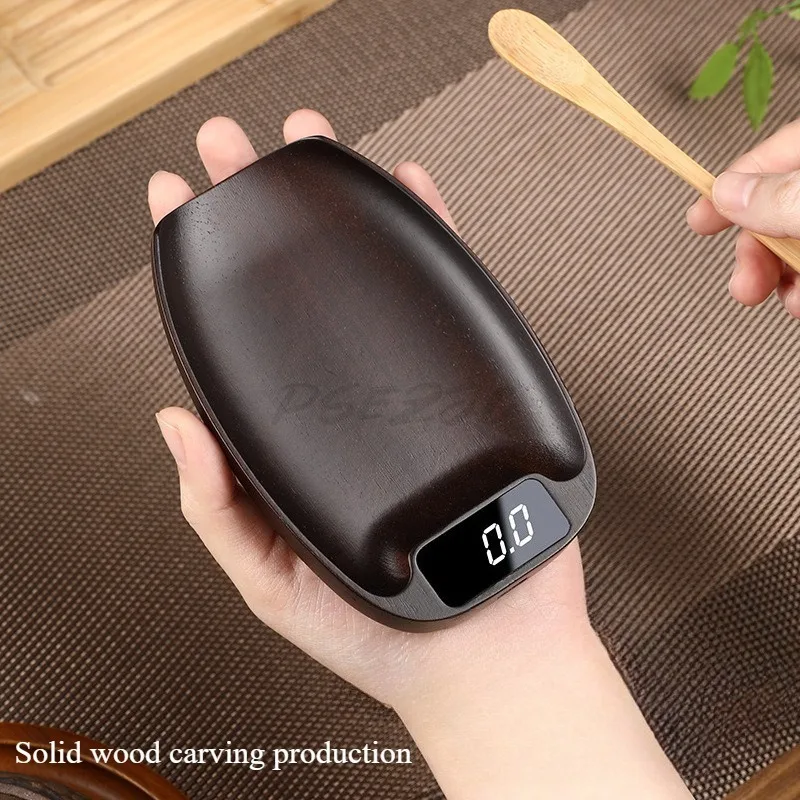 Tea Scale Coffee Electronic Scale Tea Ceremony Specific Gram Weighing Small Digital Tea with Solid Wood Electronic Scale Pu Erh