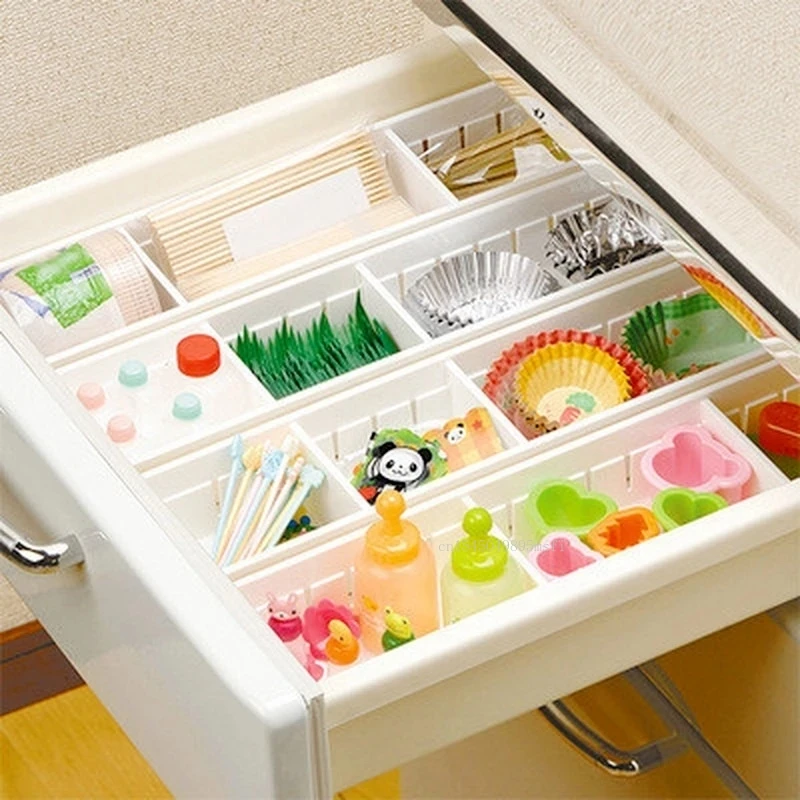 Kitchen Drawer Organizer Cutlery Storage Box Adjustable Cabinet Organizer with Divider Board Utensil Storage Box for Drawers