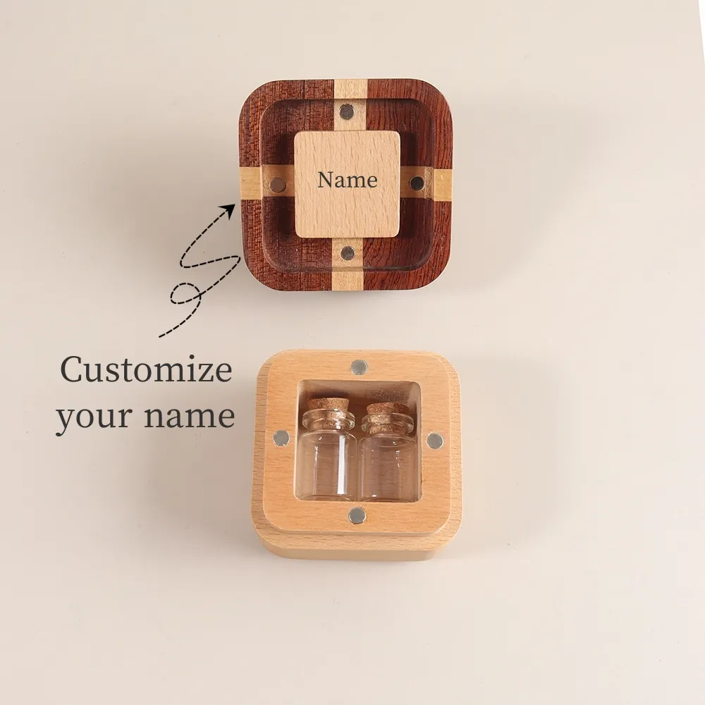 1pc Custom Name Baby Keepsake Box – First Hair Umbilical Cord Memory Box Natural Wood Gift